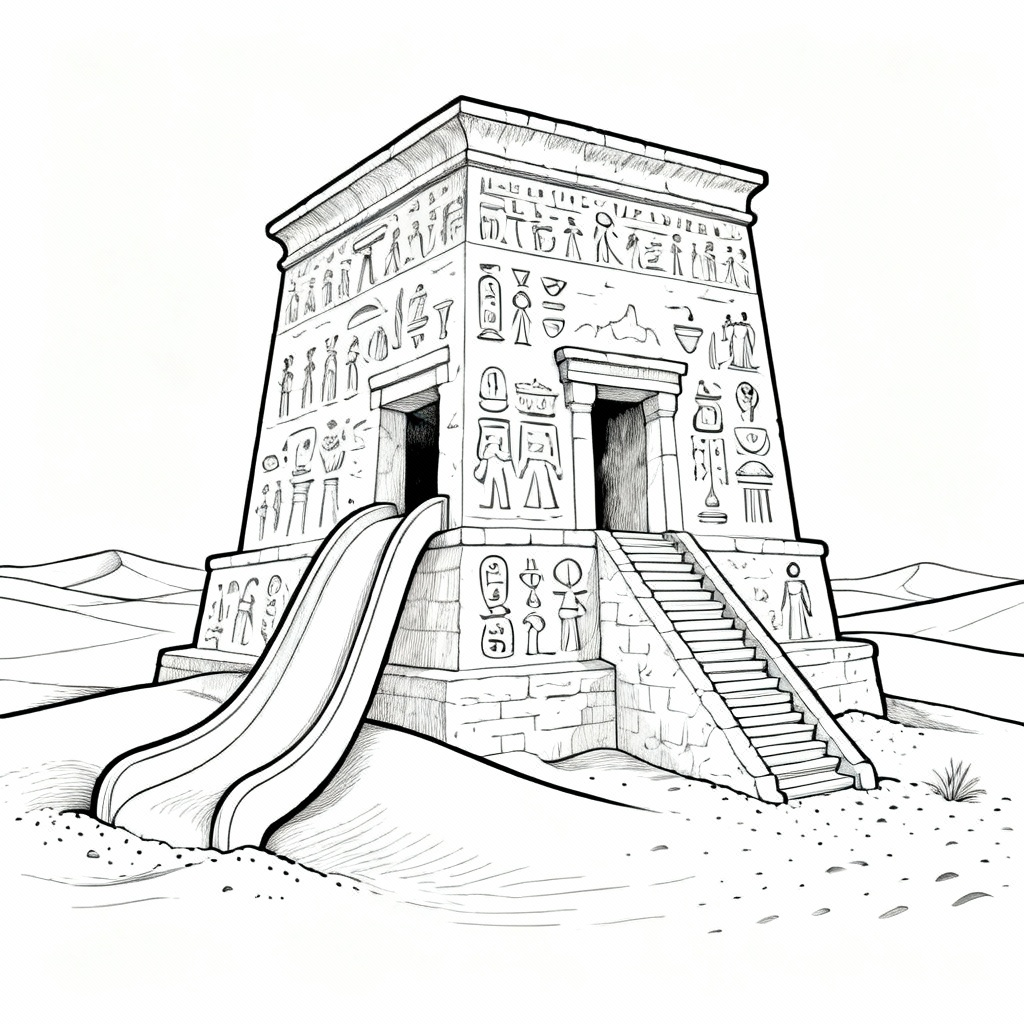 Desert Temple Coloring Page