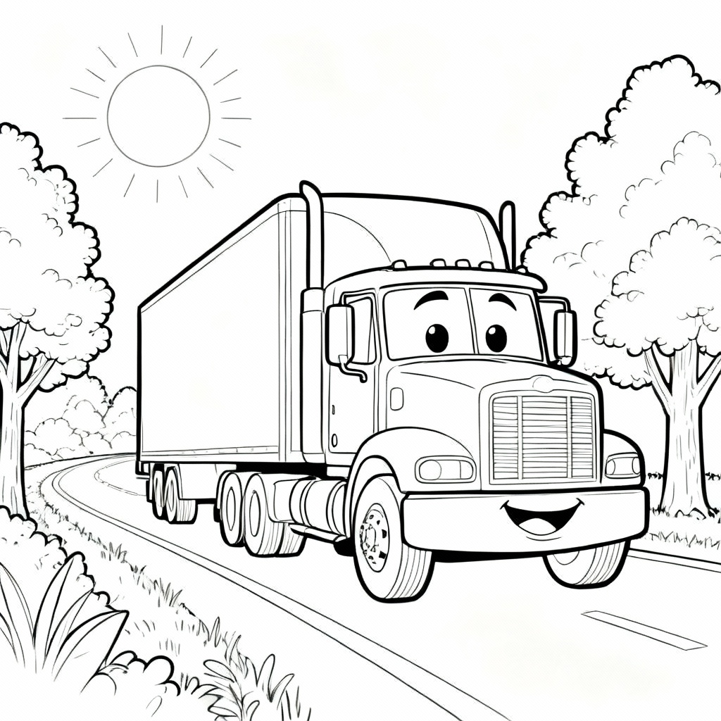 Sunny Semi Truck Coloring Page