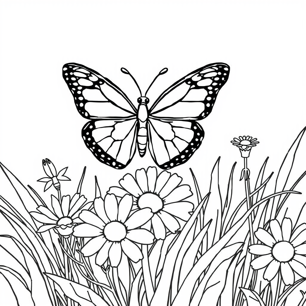 Meadow Butterfly Coloring Page