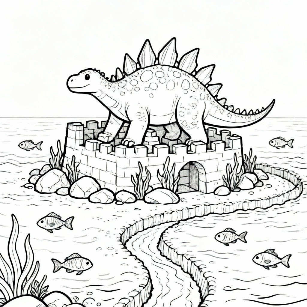 Stegosaurus Ocean Coloring Page
