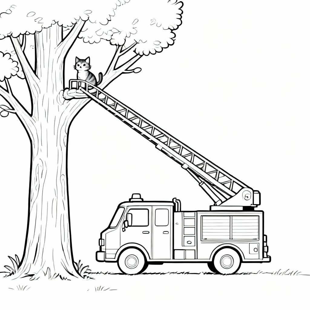 Fire Truck Ladder Coloring Page