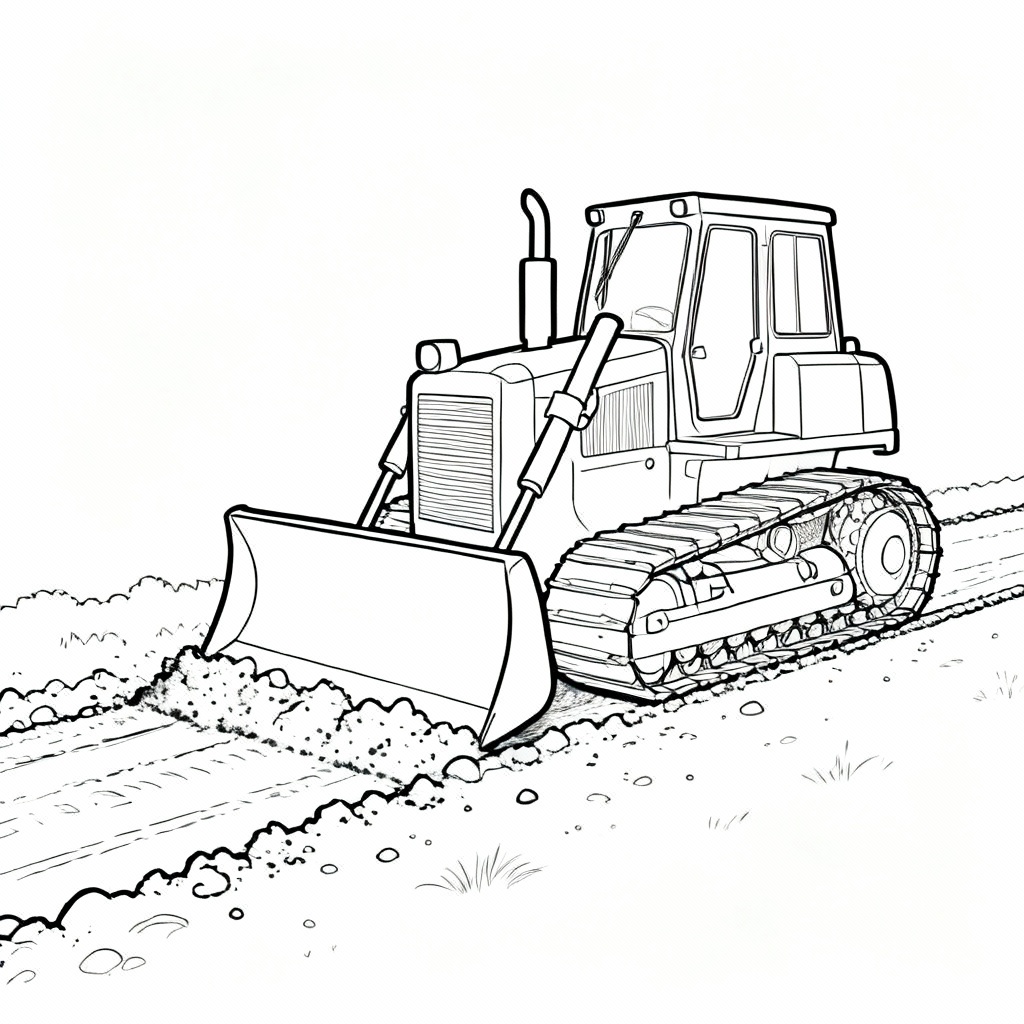 Bulldozer Tools Coloring Page