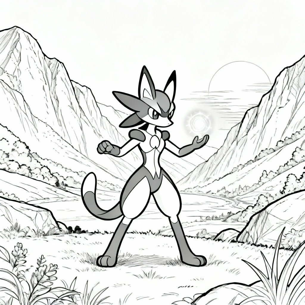 Lucario Aura Coloring Page