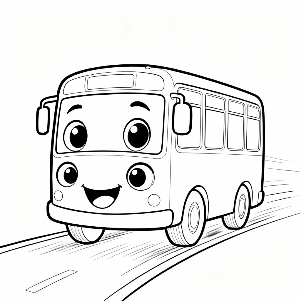 Running Bus Coloring Page