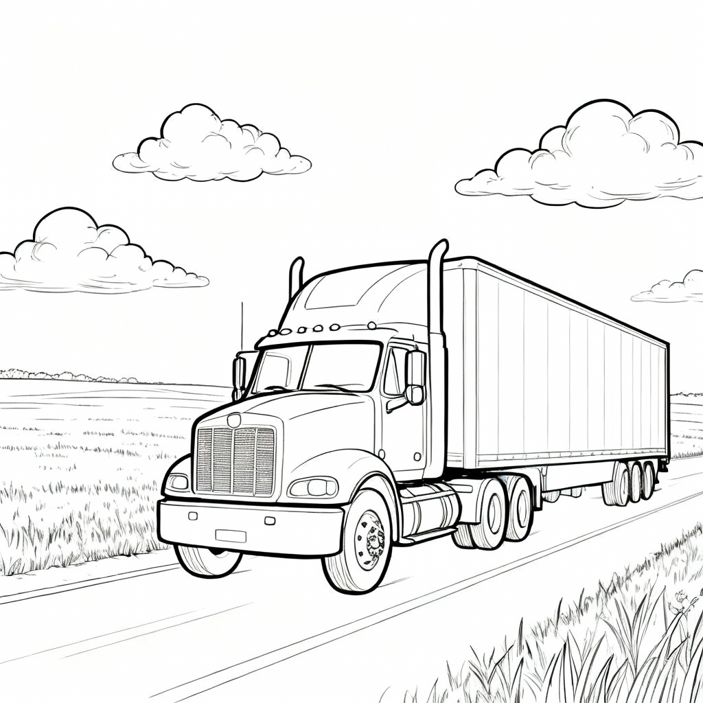 Canyon Semi Truck Coloring Page