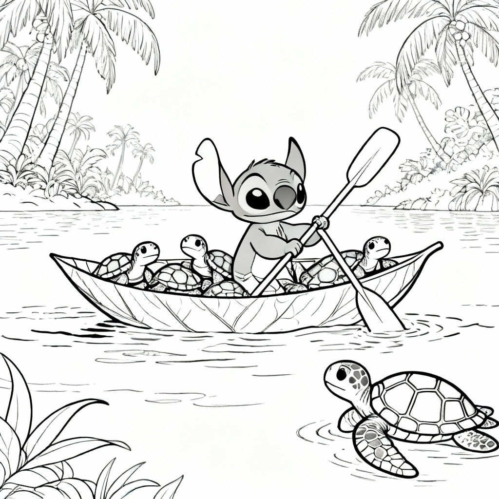 Stitch Lagoon Coloring Page