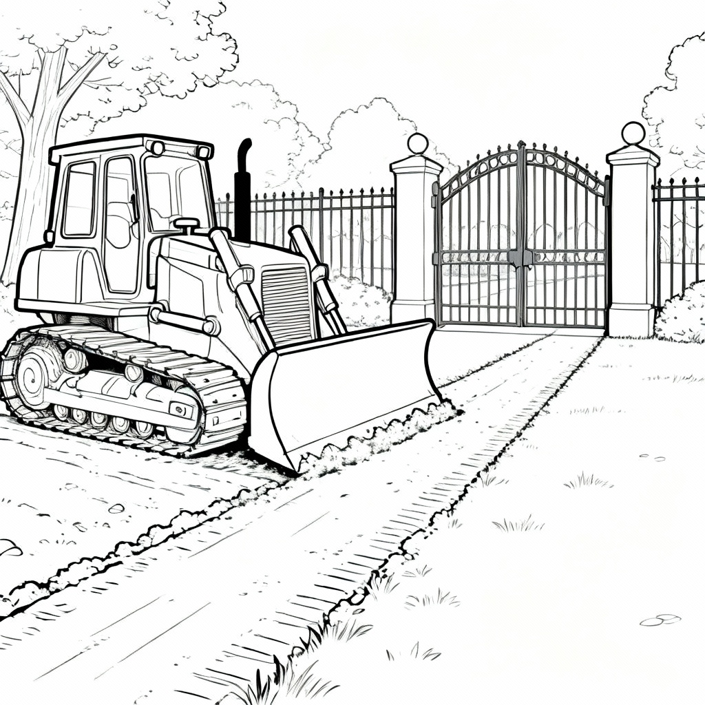 Bulldozer Path Coloring Page