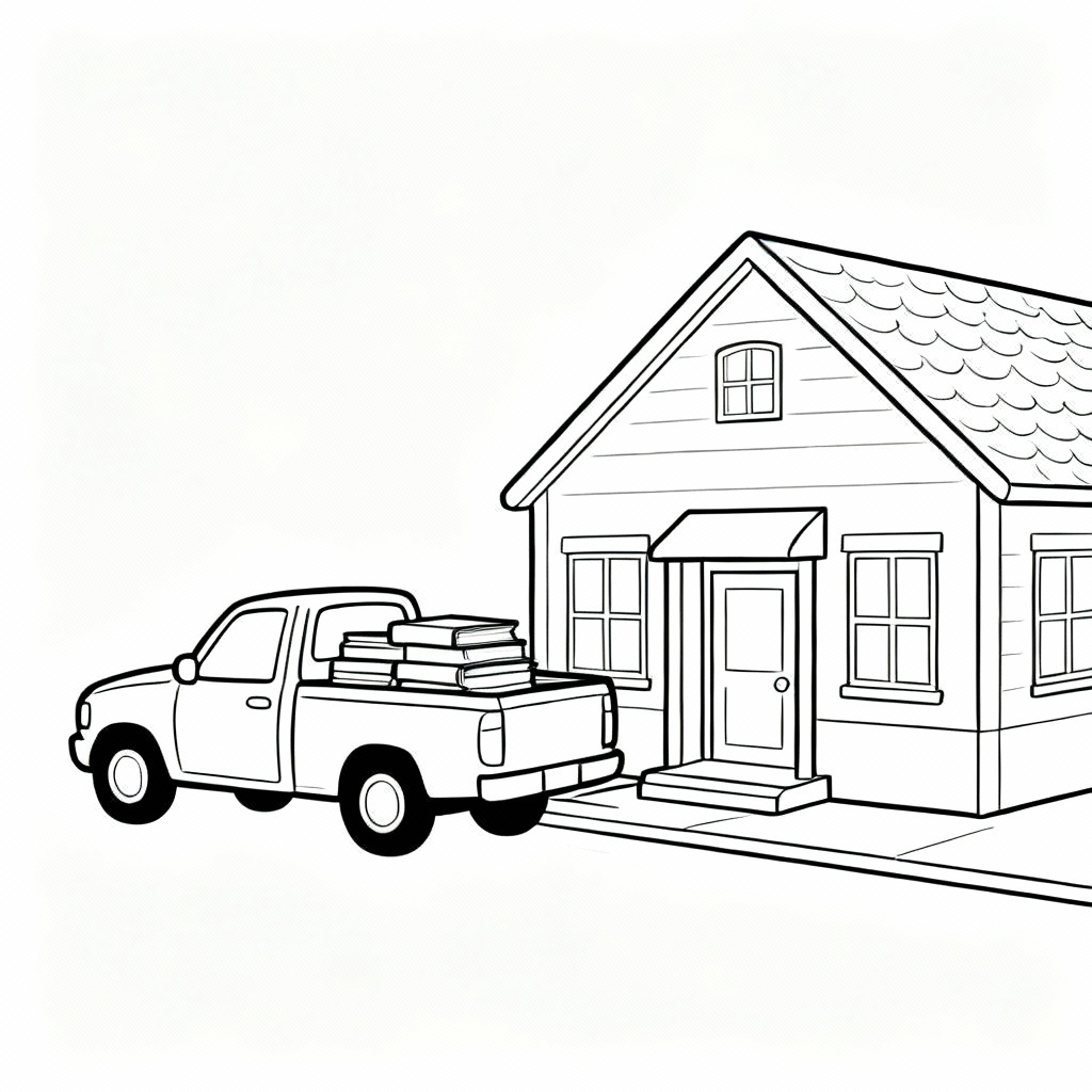 Library Book Return Pickup Coloring Page