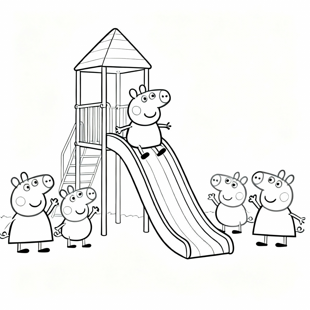 Peppa Playground Coloring Page