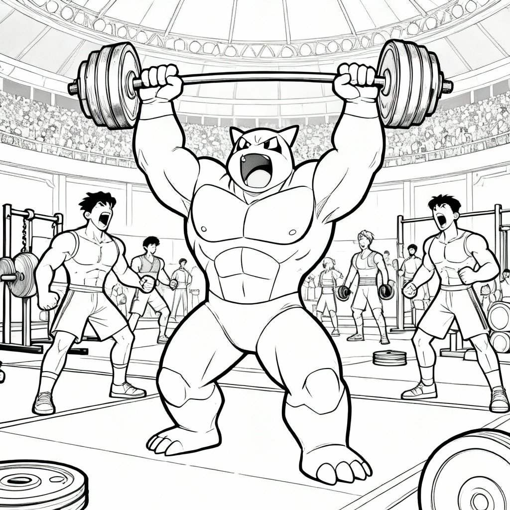 Machamp Training Coloring Page