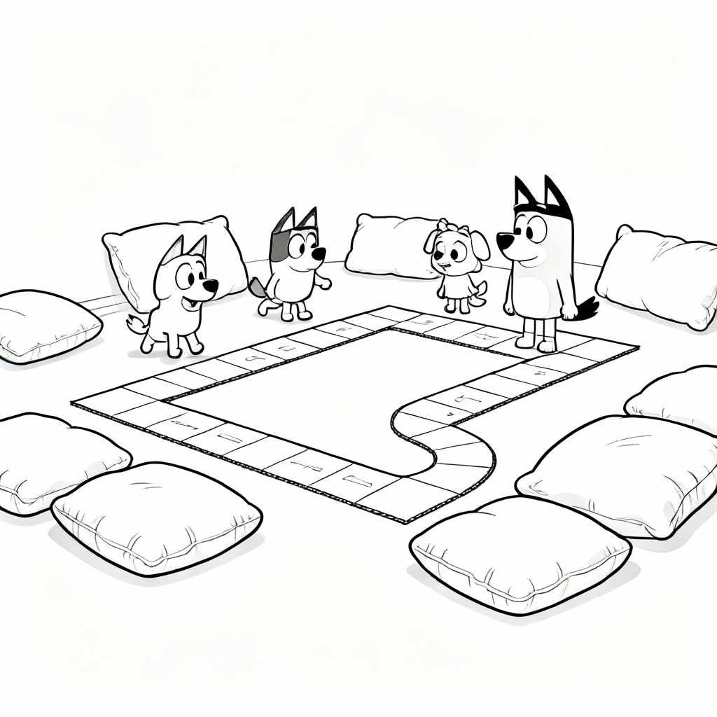 Bluey Board Game Coloring Page
