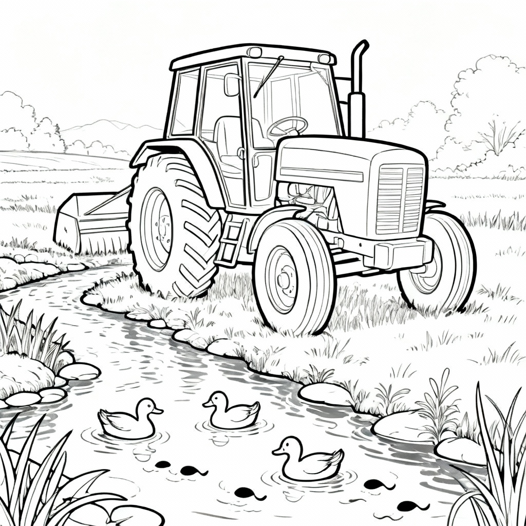 Tractor Creek Coloring Page