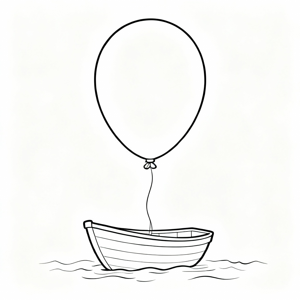 Boat Balloon Coloring Page