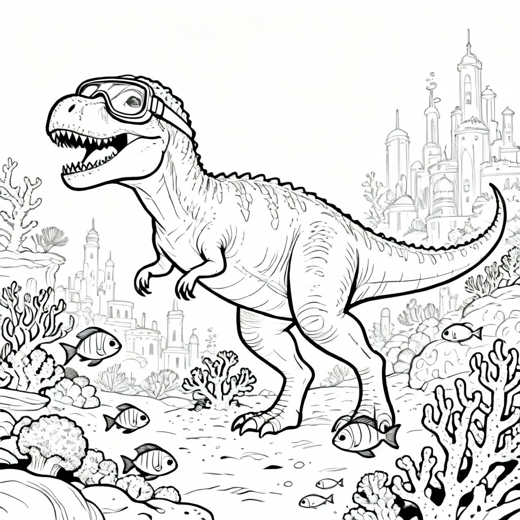 Coral City Rex Coloring Page