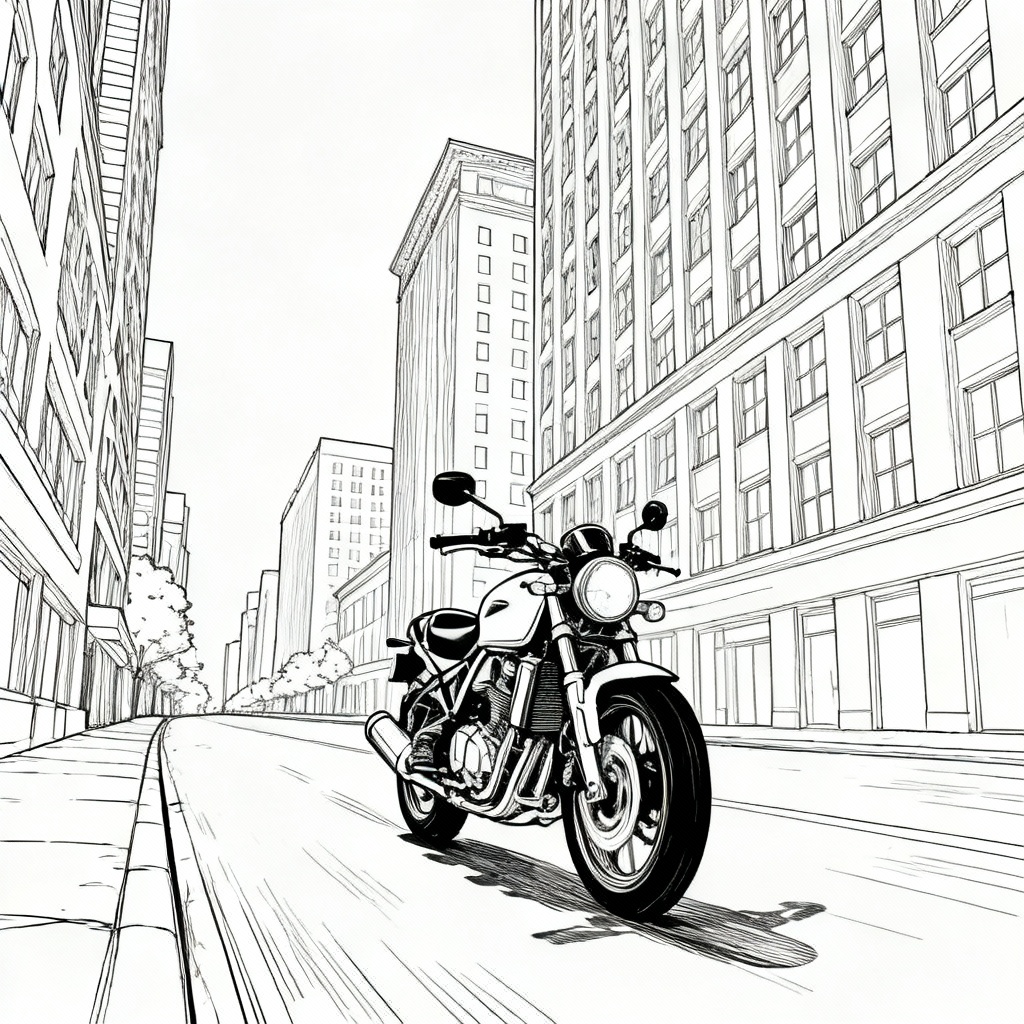 City Motorcycle Coloring Page