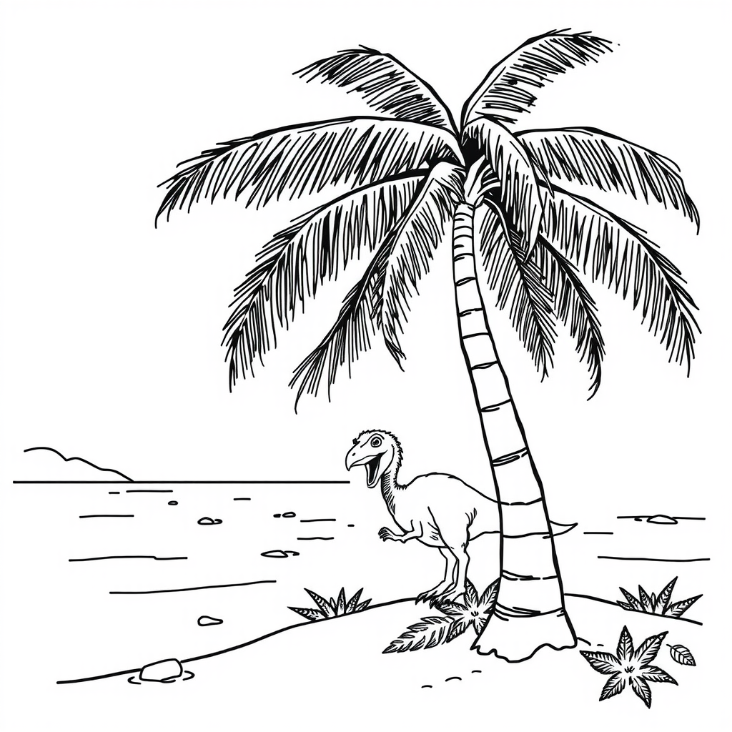 Ptero Hiding Palm Coloring Page