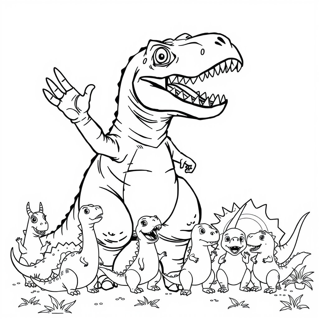 T-Rex Hello Coloring Page