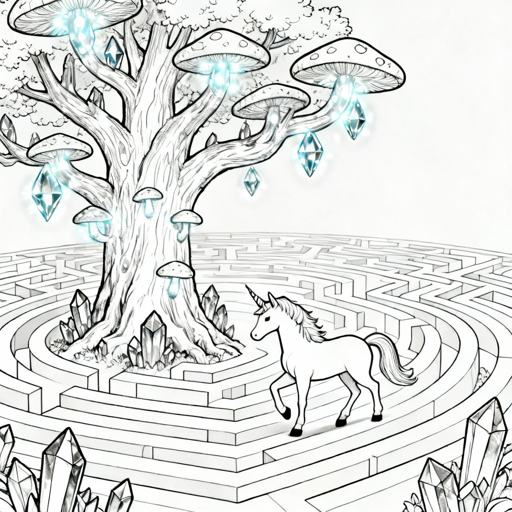 Crystal Unicorn Coloring Page