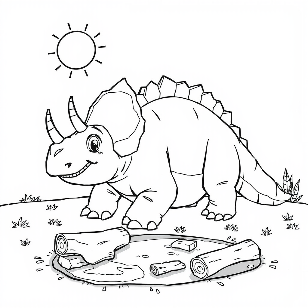 Triceratops Bud Coloring Page