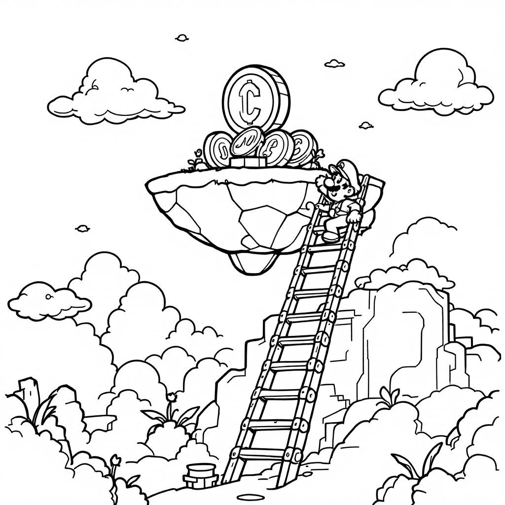 Mario Ladder Island Coloring Page