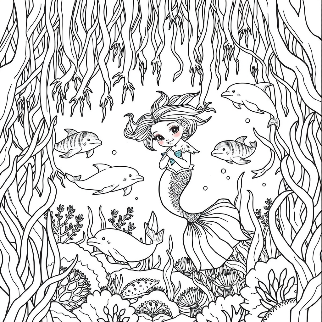 Mermaid Kelp Coloring Page