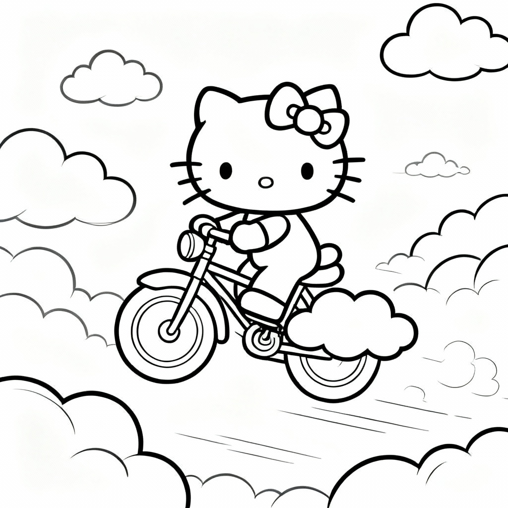 Hello Kitty Sky Coloring Page