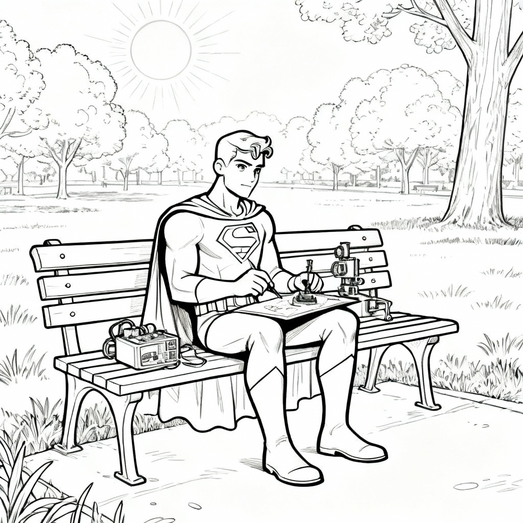 Park Bench Hero Coloring Page