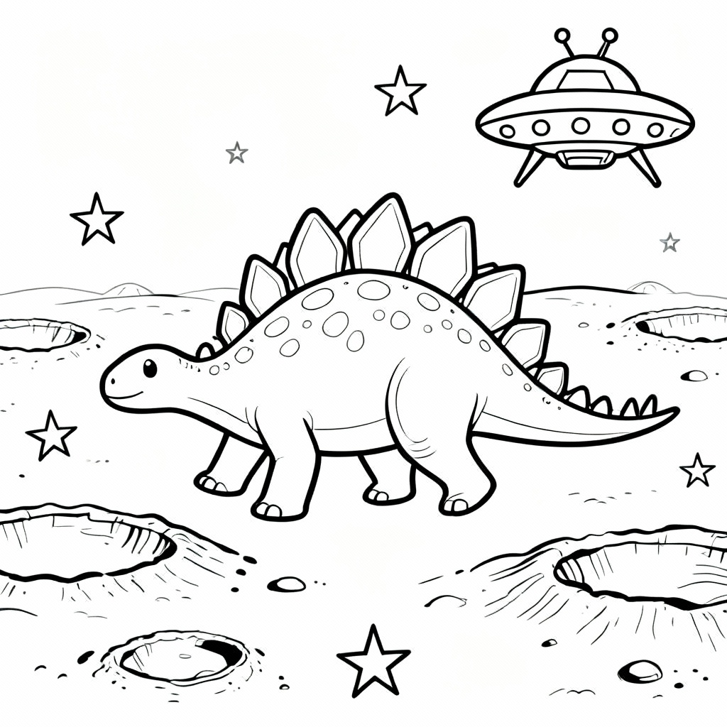 Stegosaurus Moon Coloring Page