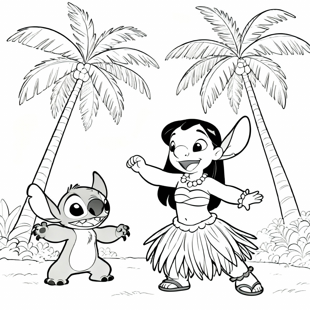 Lilo Surfing Coloring Page