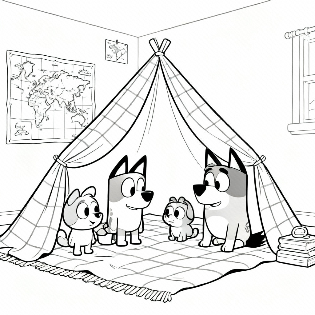 Bluey Clubhouse Coloring Page