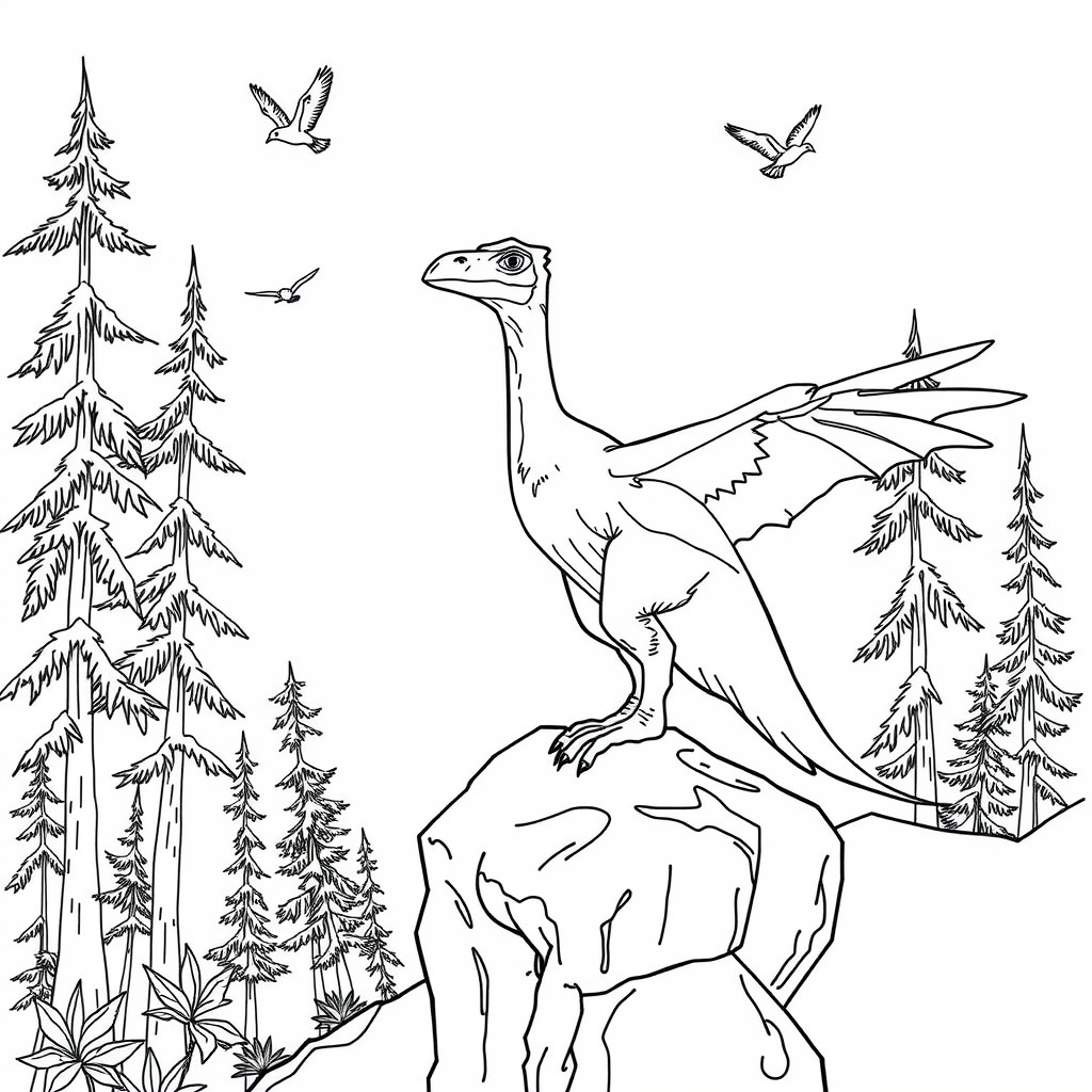 Ptero Perches Cliff Coloring Page