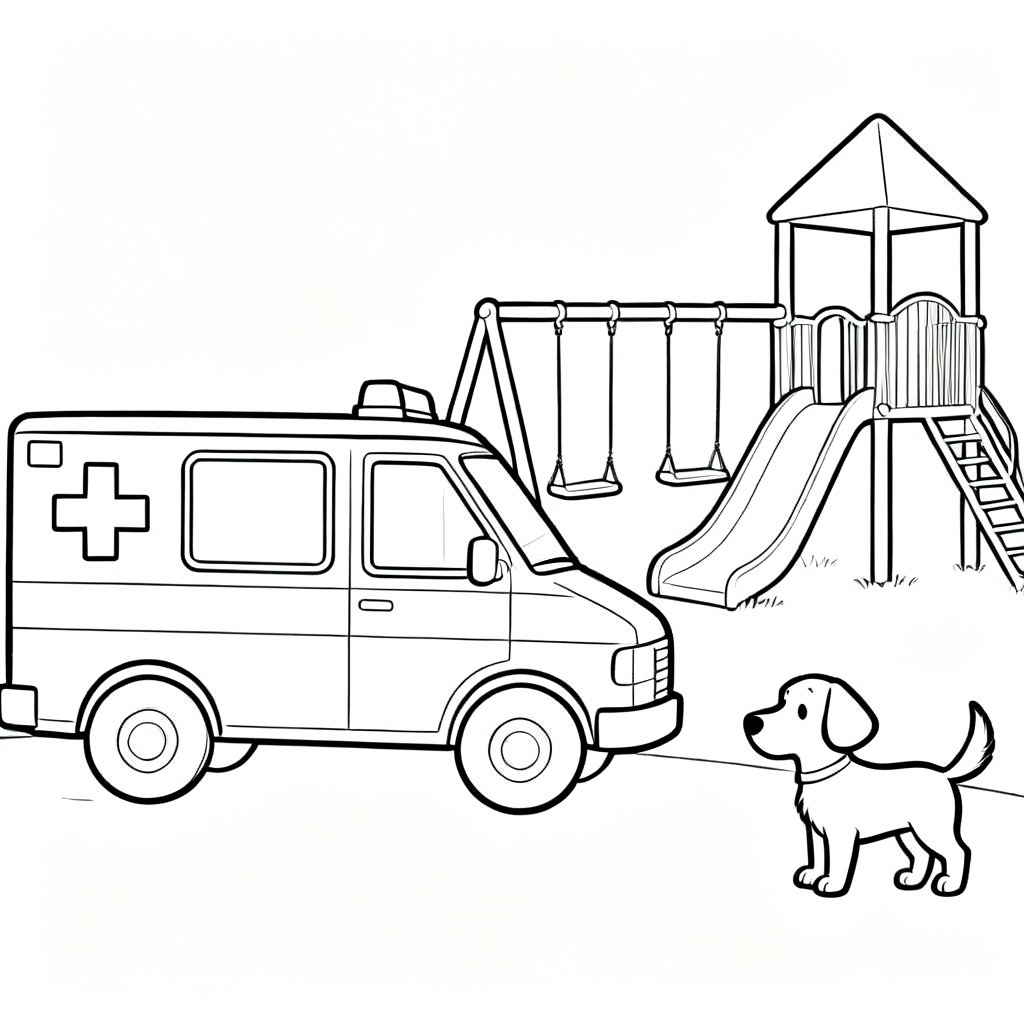 Ambulance Playground Coloring Page