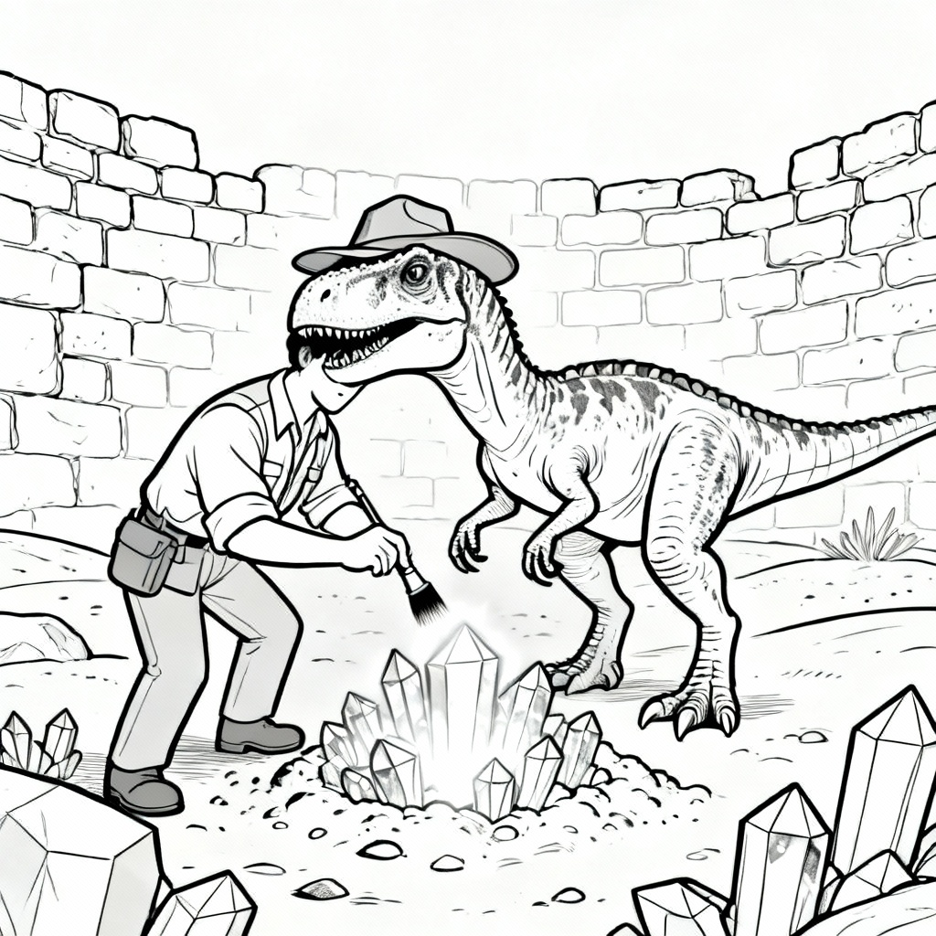 Raptor Fossil Coloring Page