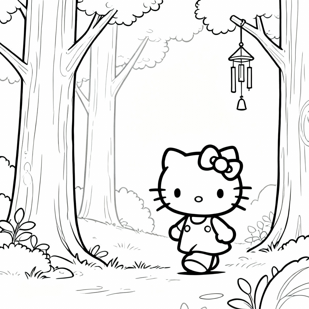 Hello Kitty Echo Coloring Page