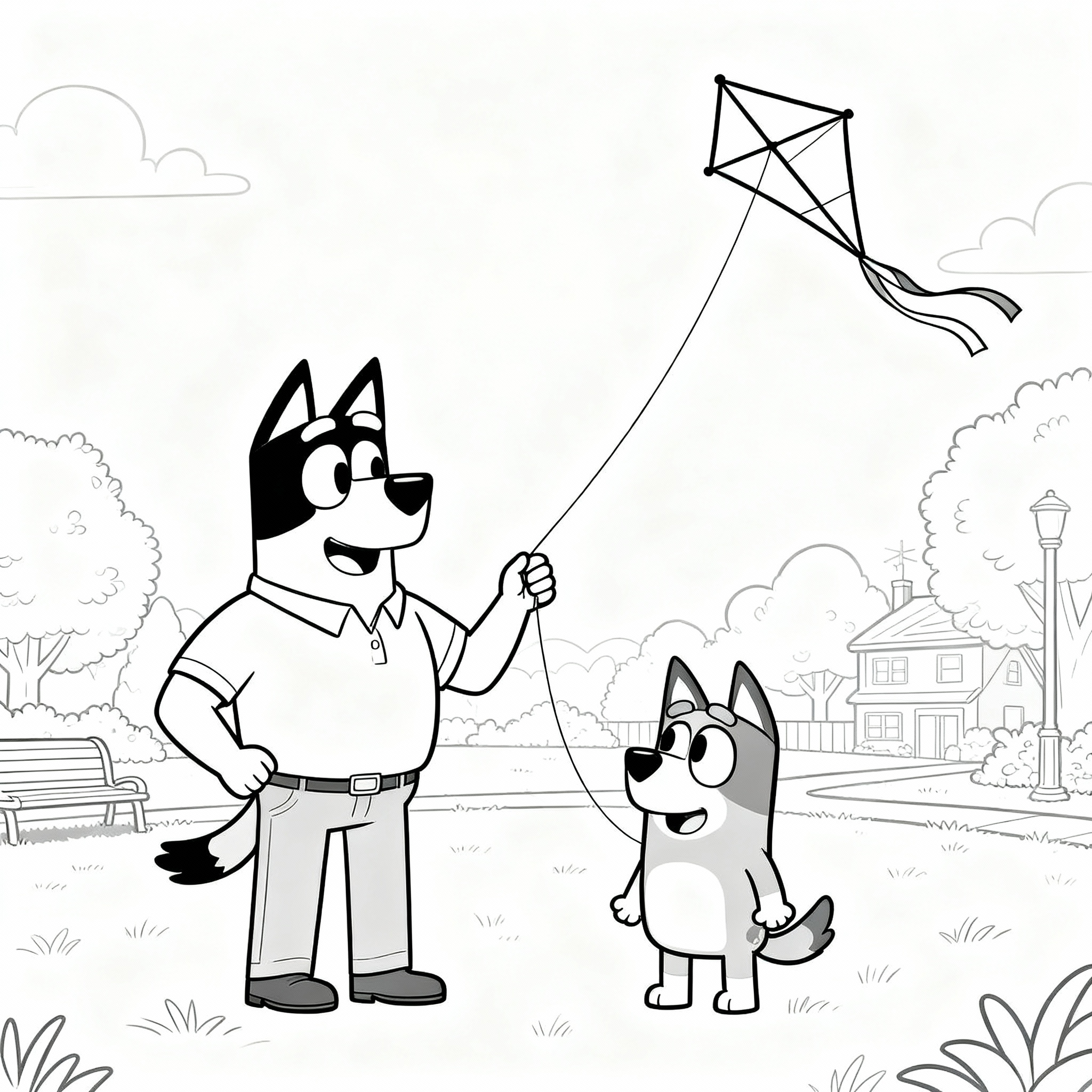 Bluey Park Kite Coloring Page