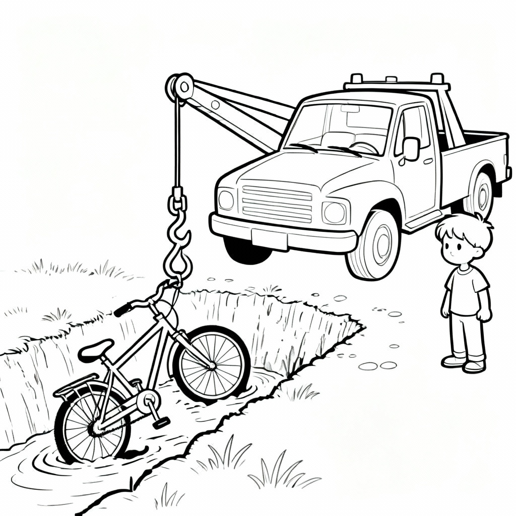 Tow Truck Bike Coloring Page