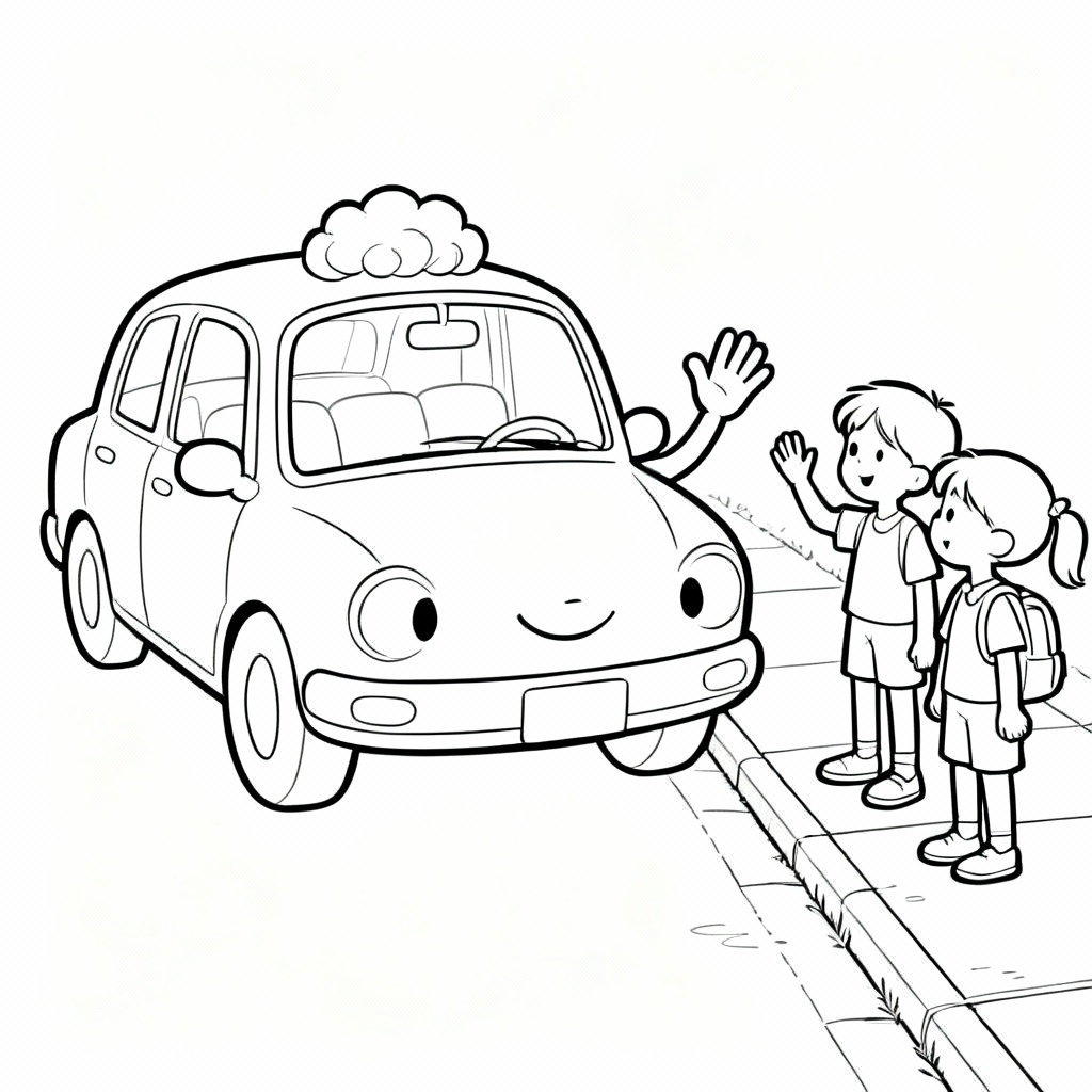 Grandma Car Coloring Page