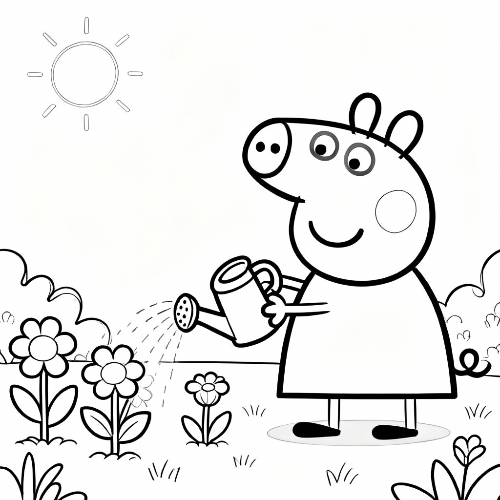 Peppa Pig Garden Coloring Page