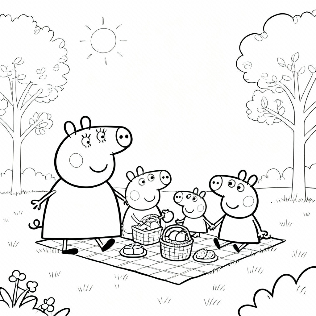 Peppa's Picnic Coloring Page