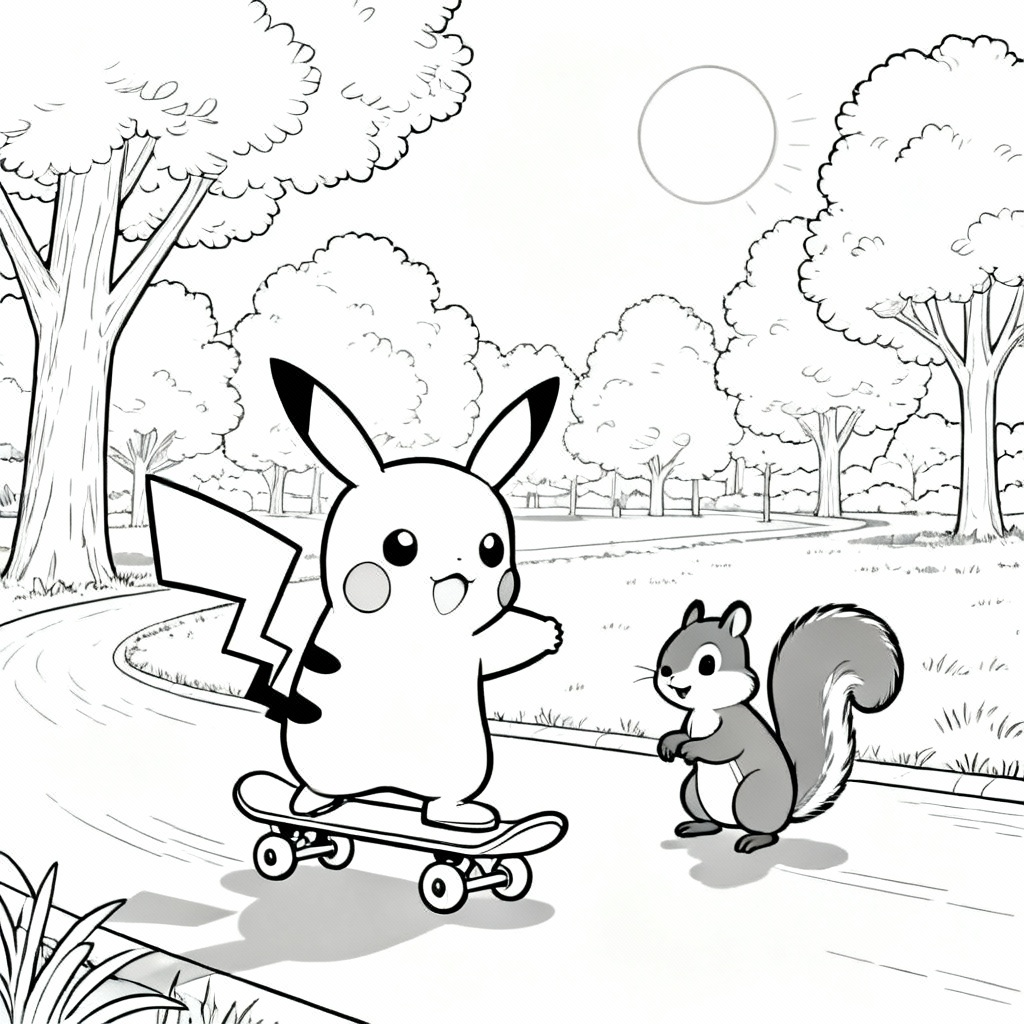 Pikachu Jump Coloring Page