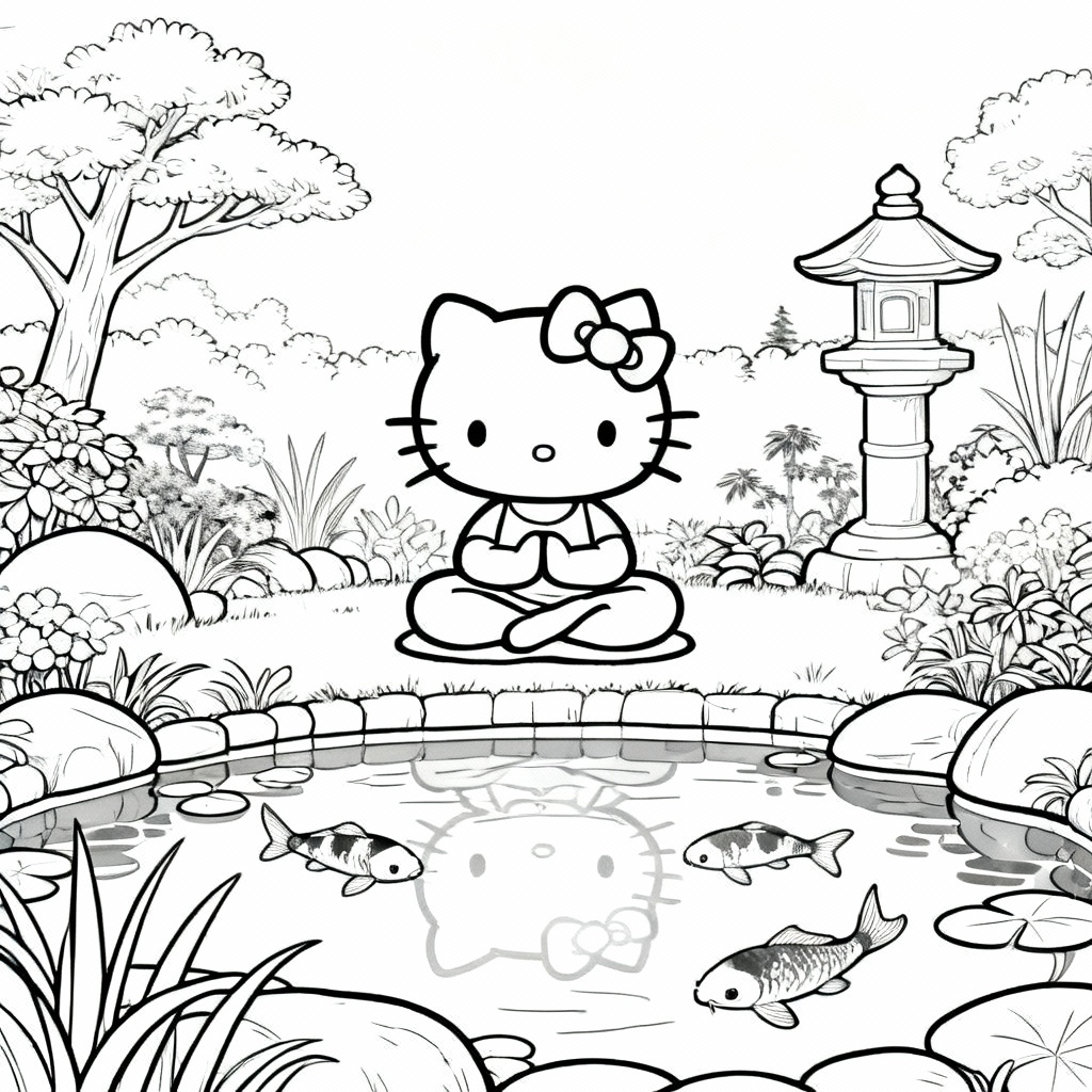 Hello Kitty Zen Coloring Page