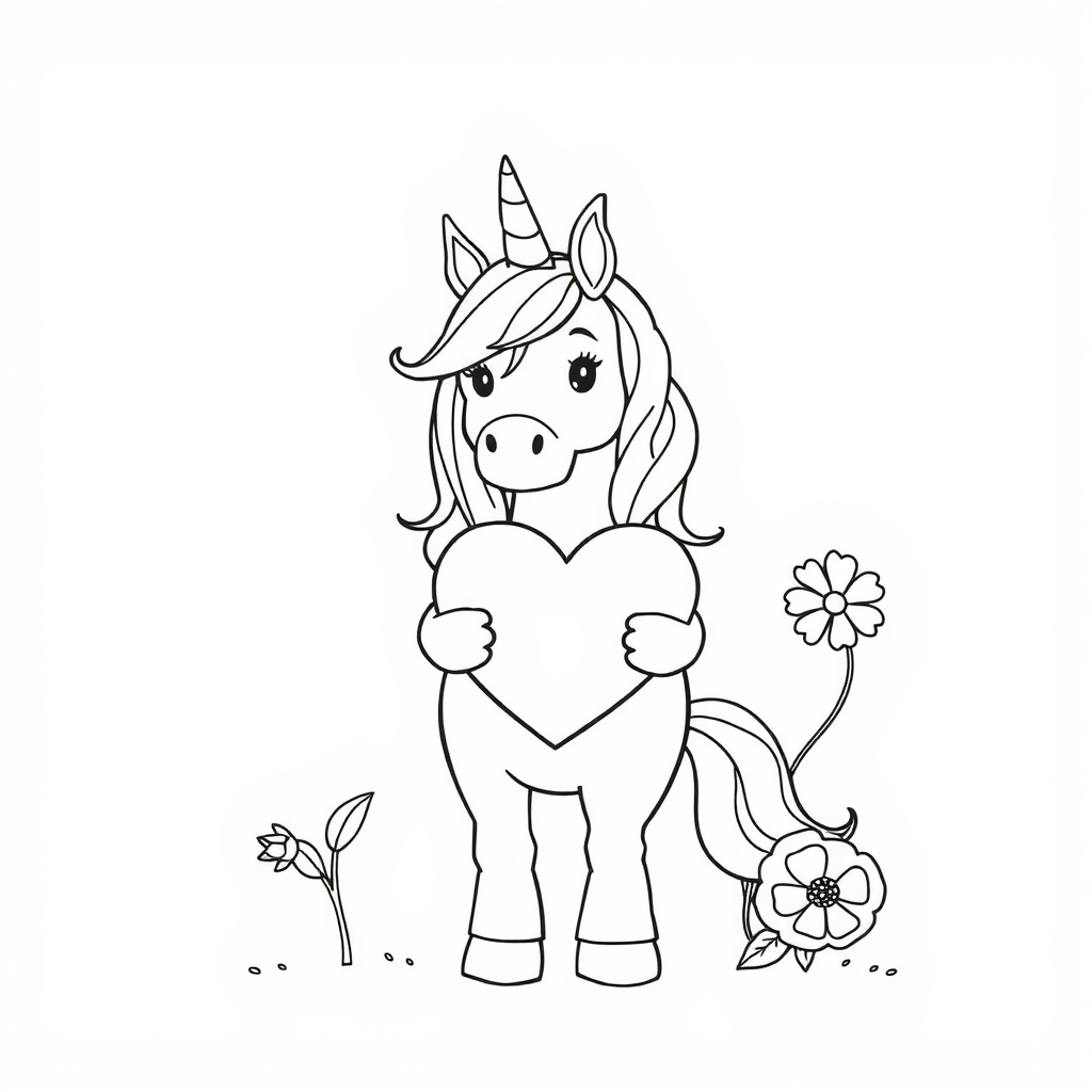 Beautiful Unicorn Coloring Page
