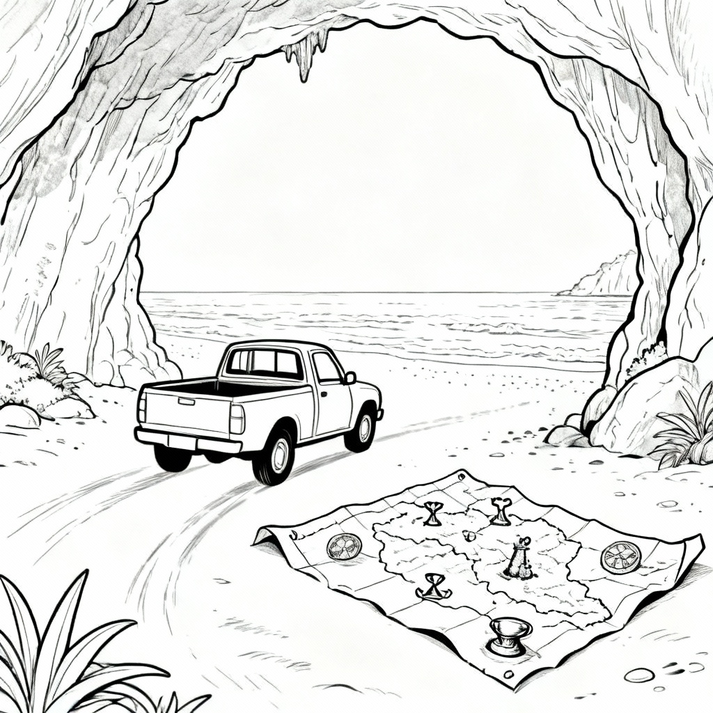 Treasure Map Pickup Coloring Page