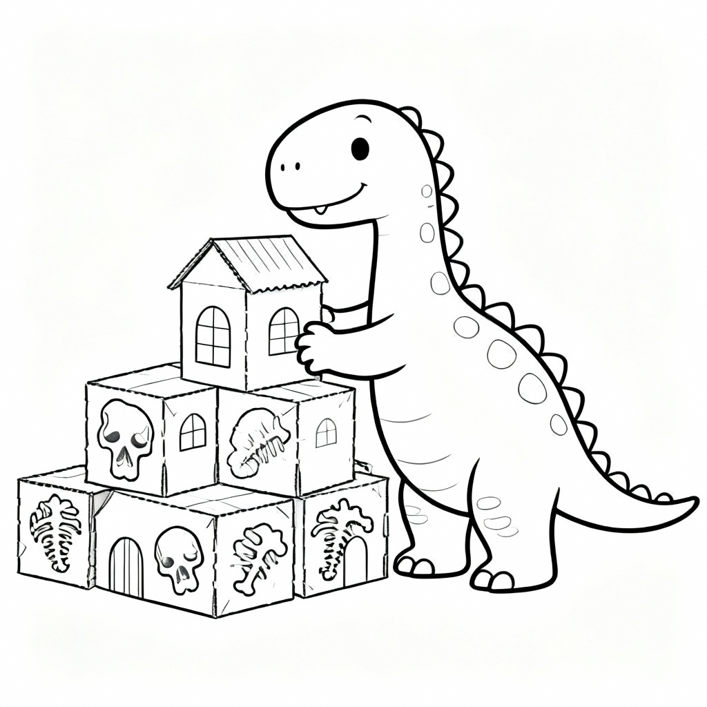 Dino Fossil Coloring Page