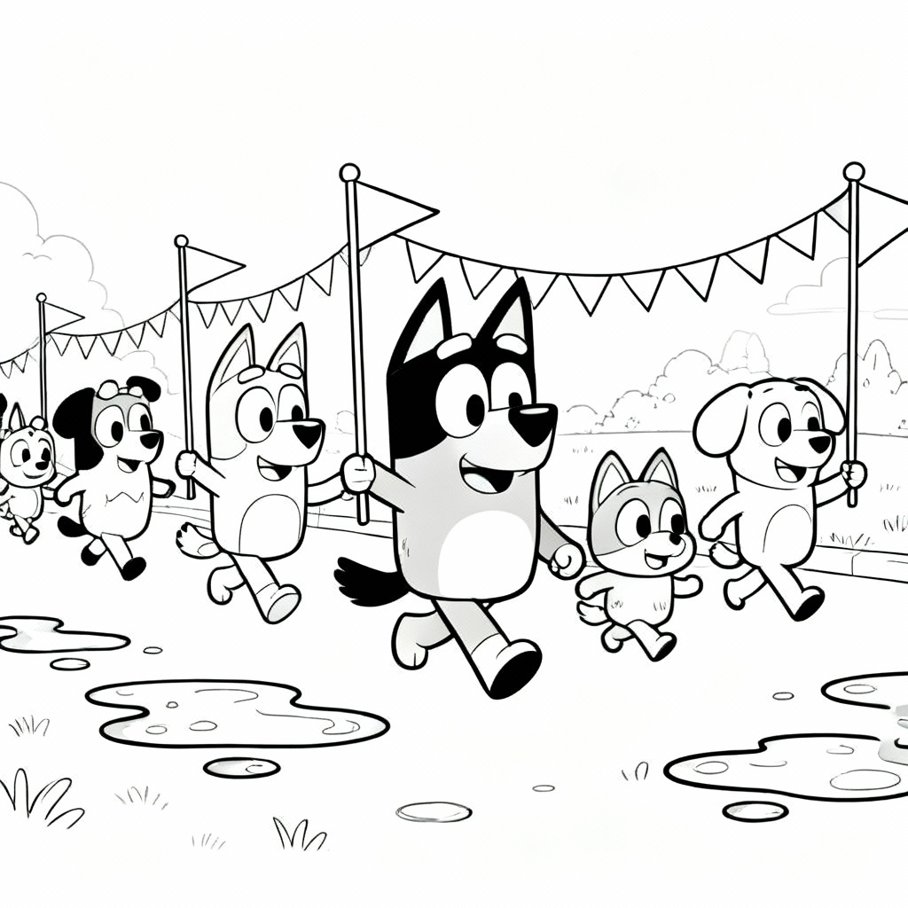 Bluey Parade Coloring Page