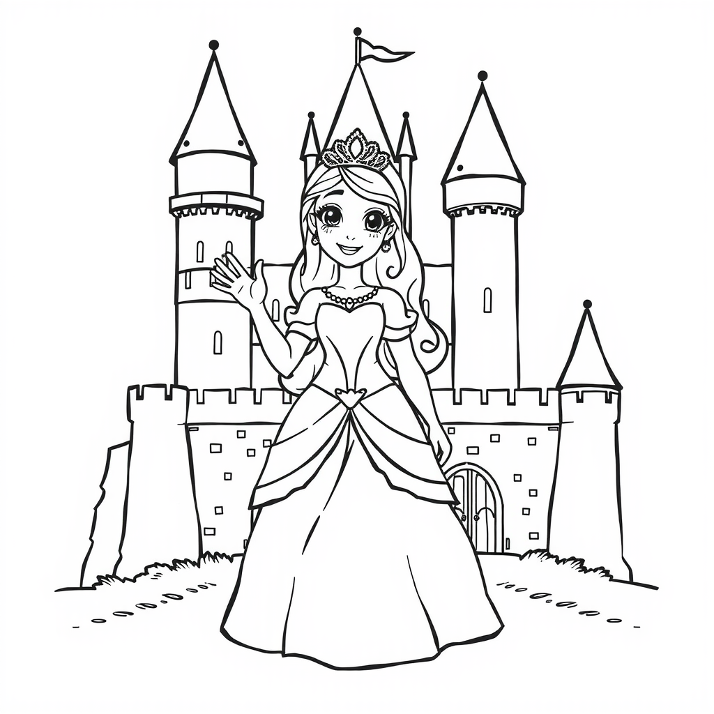 Happy Princess Coloring Page