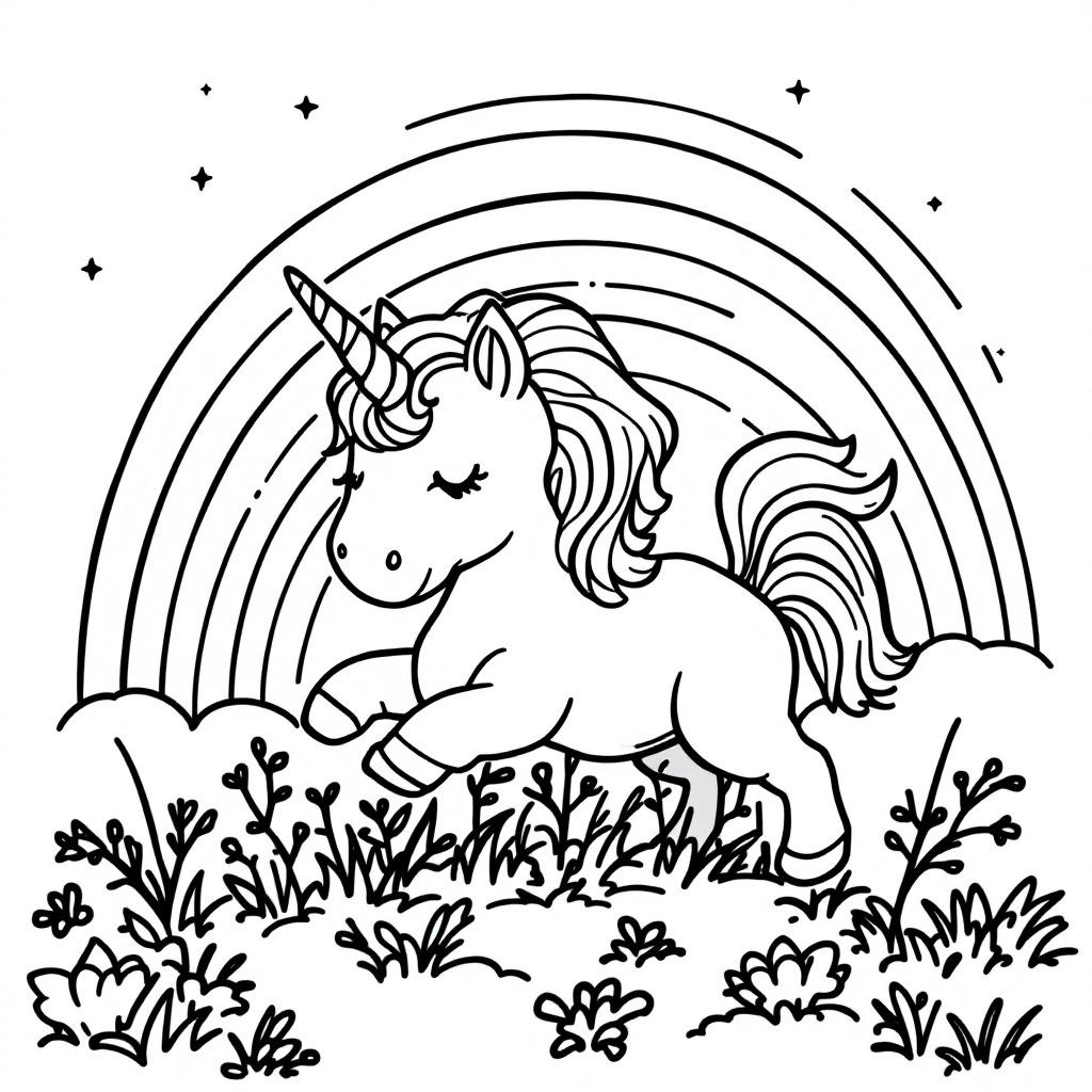 Happy Unicorn Coloring Page