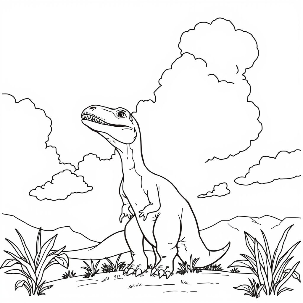 Velociraptor Sky Coloring Page