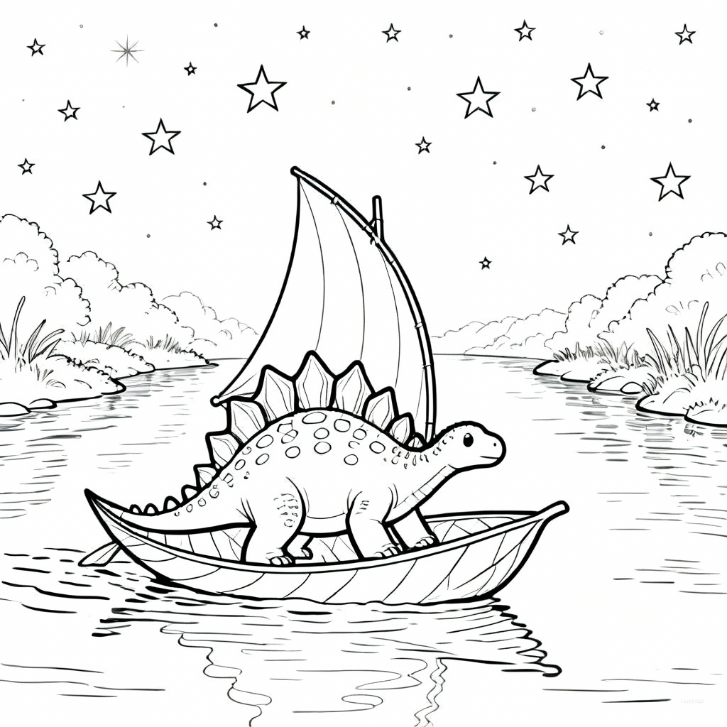 Stegosaurus Night Coloring Page