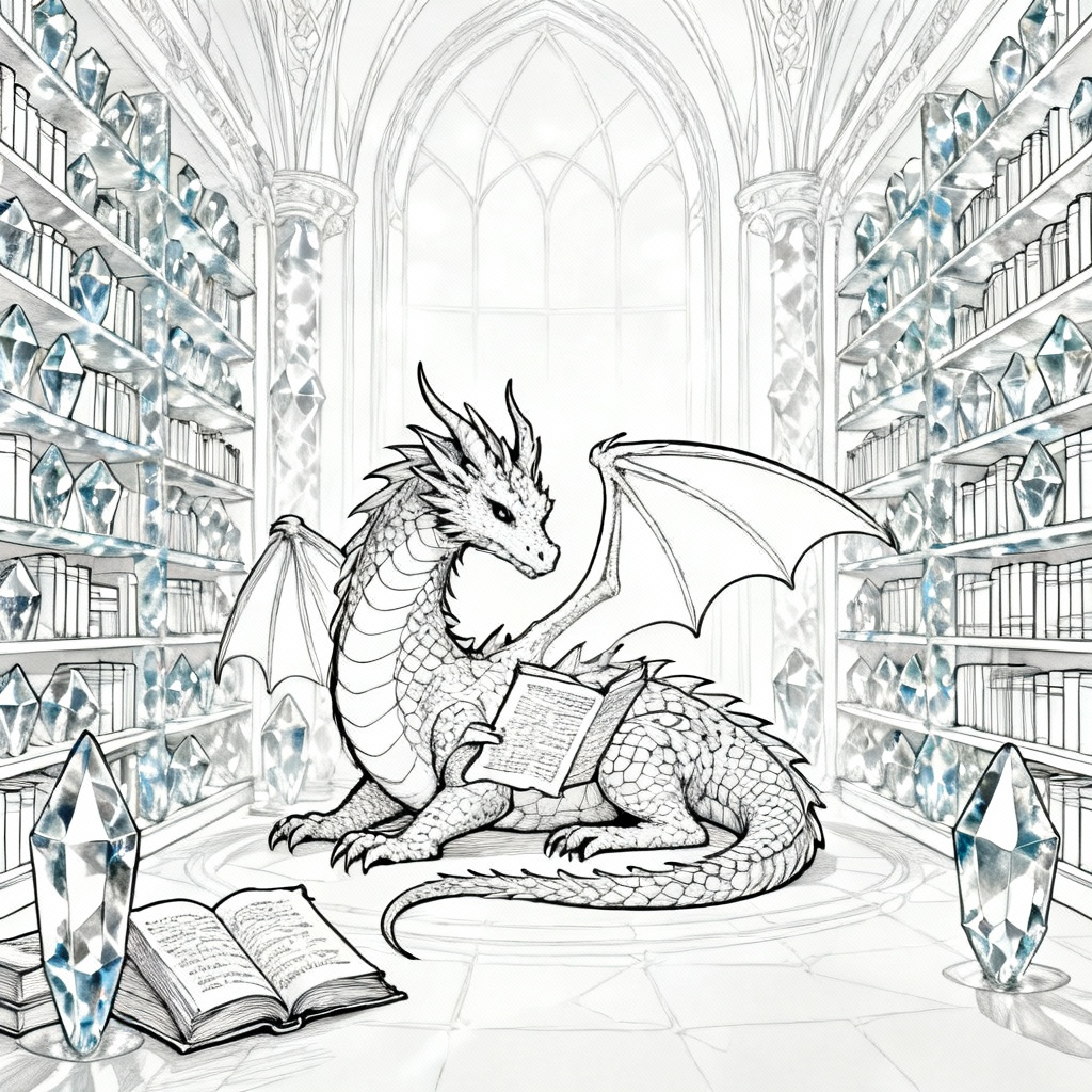 Crystal Dragon Coloring Page